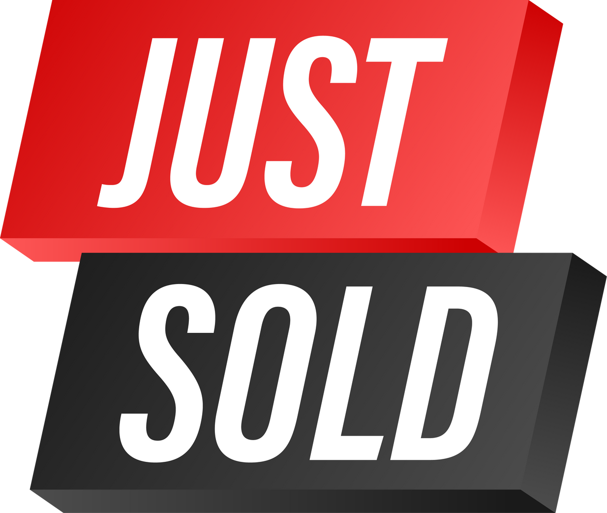 Megaphone label Just sold on white background. Vector illustration